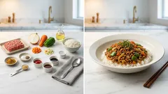 煮込まず10分台で完成：フライパンで作るカレー粉の簡単ドライカレー