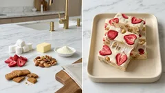 フライパンで溶かすだけ。いちごとナッツのねっとりマシュマロヌガー(簡単おうちスイーツ)