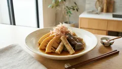 旬の香りが広がる「たけのことごぼうの土佐煮」—白だしで上品、冷めてもおいしい