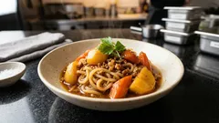 フライパンで蒸し煮、少ない水で味しみる「豚ひき肉としらたきの肉じゃが」