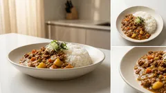 市販ルウでやさしい甘口キーマカレー:野菜を小さく切って時短、仕上げは牛乳でまろやかに