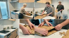 ピザ箱がかさばる問題を解決する、水でラクにたたむ2ステップ