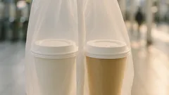 テイクアウトのドリンクがこぼれない袋の持ち方、真ん中をねじるだけの裏ワザ