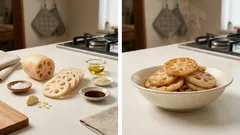 フライパンひとつで完成:レンコンのにんにく醤油炒め、シャキッと香ばしい副菜