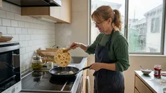 揚げ油なしで15分台、雨の日のトルタ・フリータを外カリ中ふわに焼く“ひと工夫”